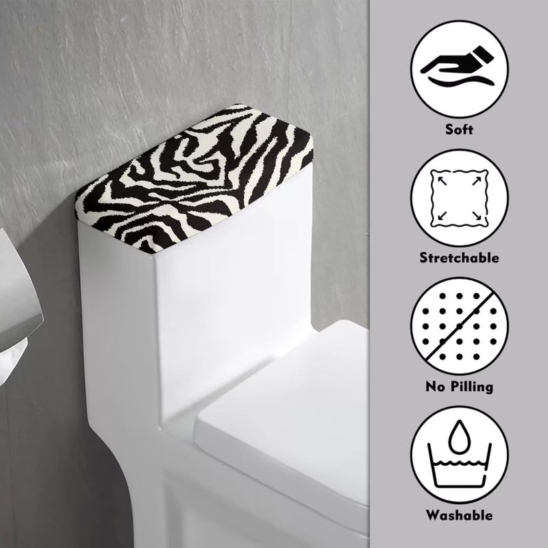 Tesivruno Zebra Stripes Printed Toilet Tank Lid Cover for Bathroom Decor, Anti-Dust Easy Cleaning Toilet Tank Cover Replacement, Fits Most Toilets Tanks, Black and White - Image 3
